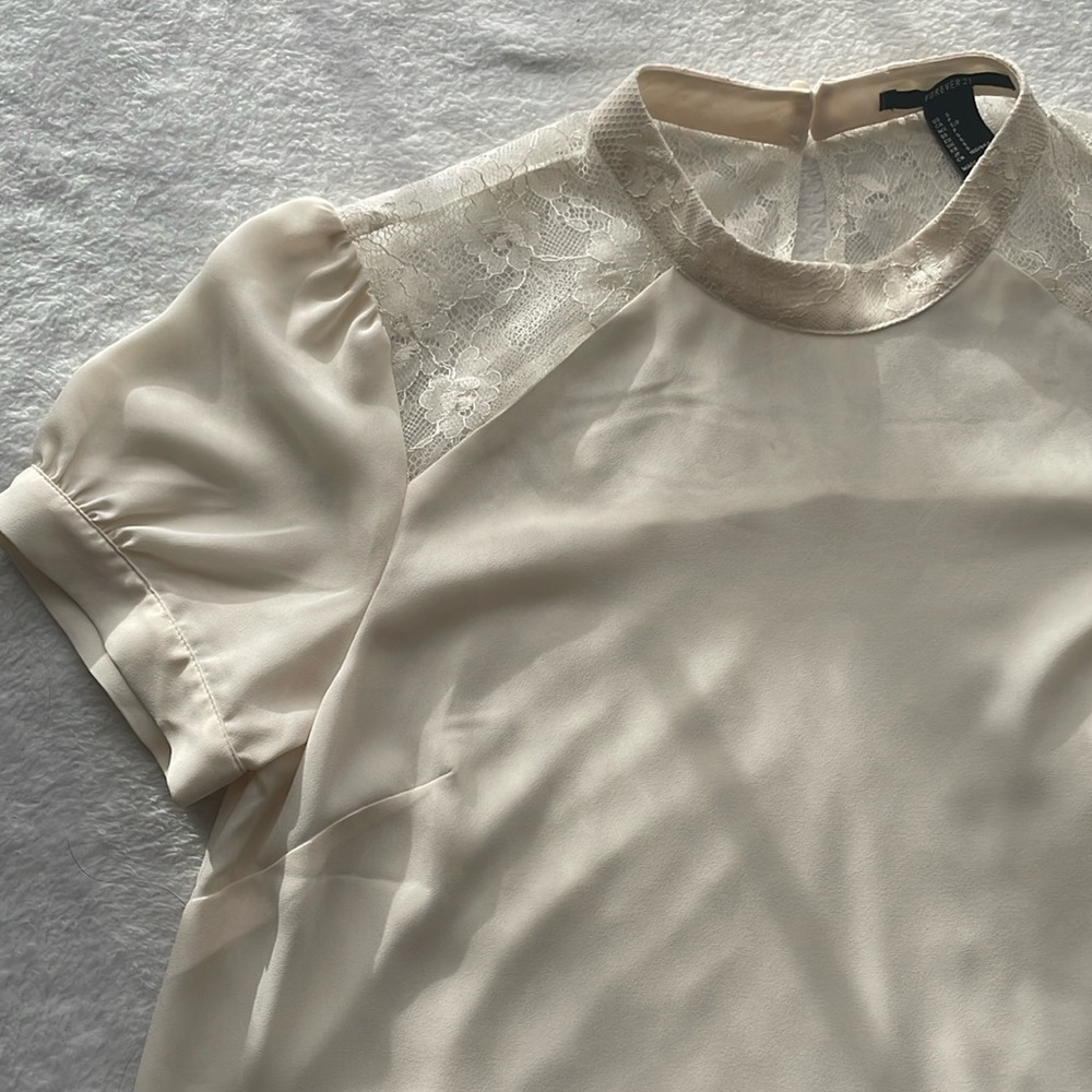 Lace Romantic Feminine Blouse Short Sleeve